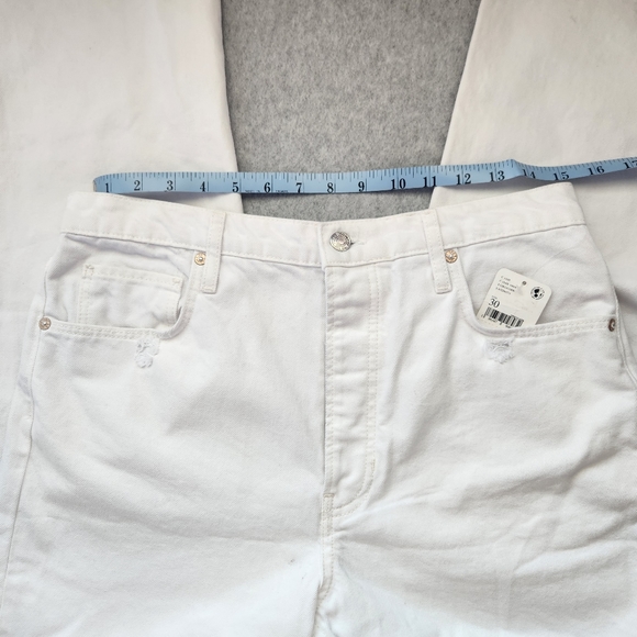 We the Free People Women Tapered Baggy Jeans White Sz 30 Distressed Hi-Rise NWT - Picture 9 of 12